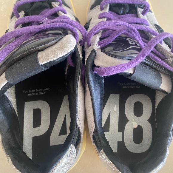 P448 Womens Gray Black Suede Modern Unique Parachute Sneakers Size 38 - Picture 9 of 11